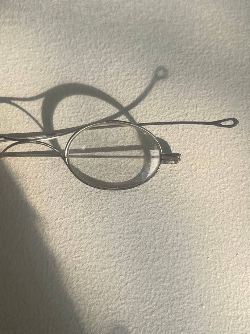 フランス　アンティーク　オーバル型　丸メガネ　Xブリッジ　おまけケース