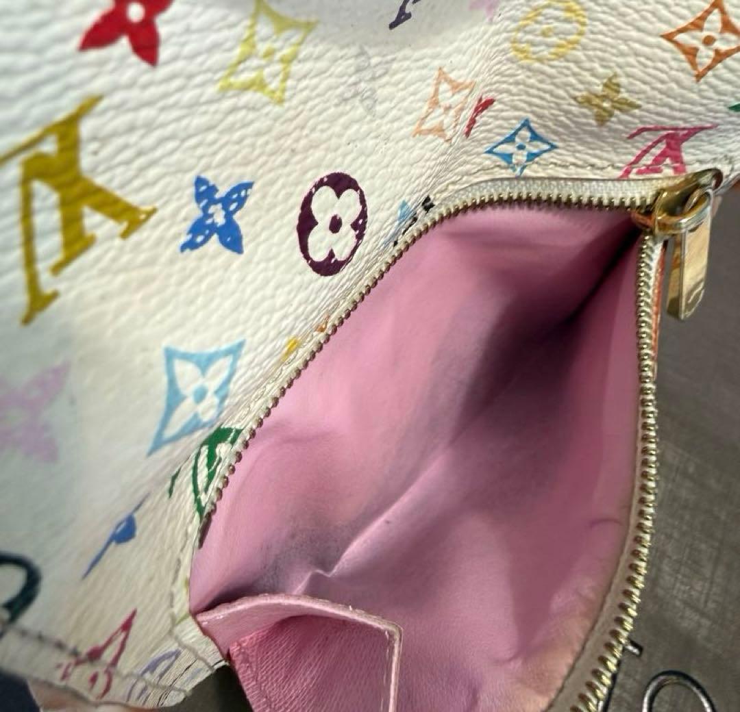 ルイヴィトン モノグラム マルチカラー コアラ　二つ折り財布 白 ピンク 正規品