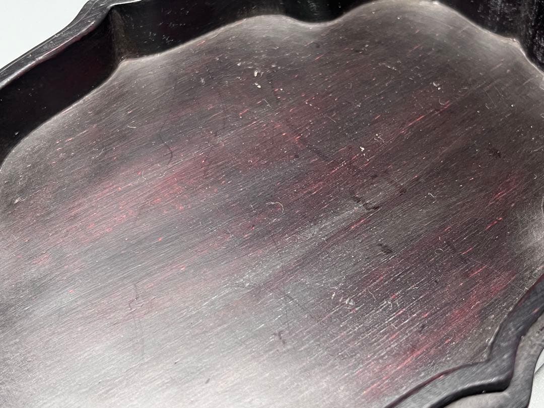 木製　小物入れ　紫檀　硯箱　香合　浮彫　神獣紋　極細工　文房具　中国美術　美品