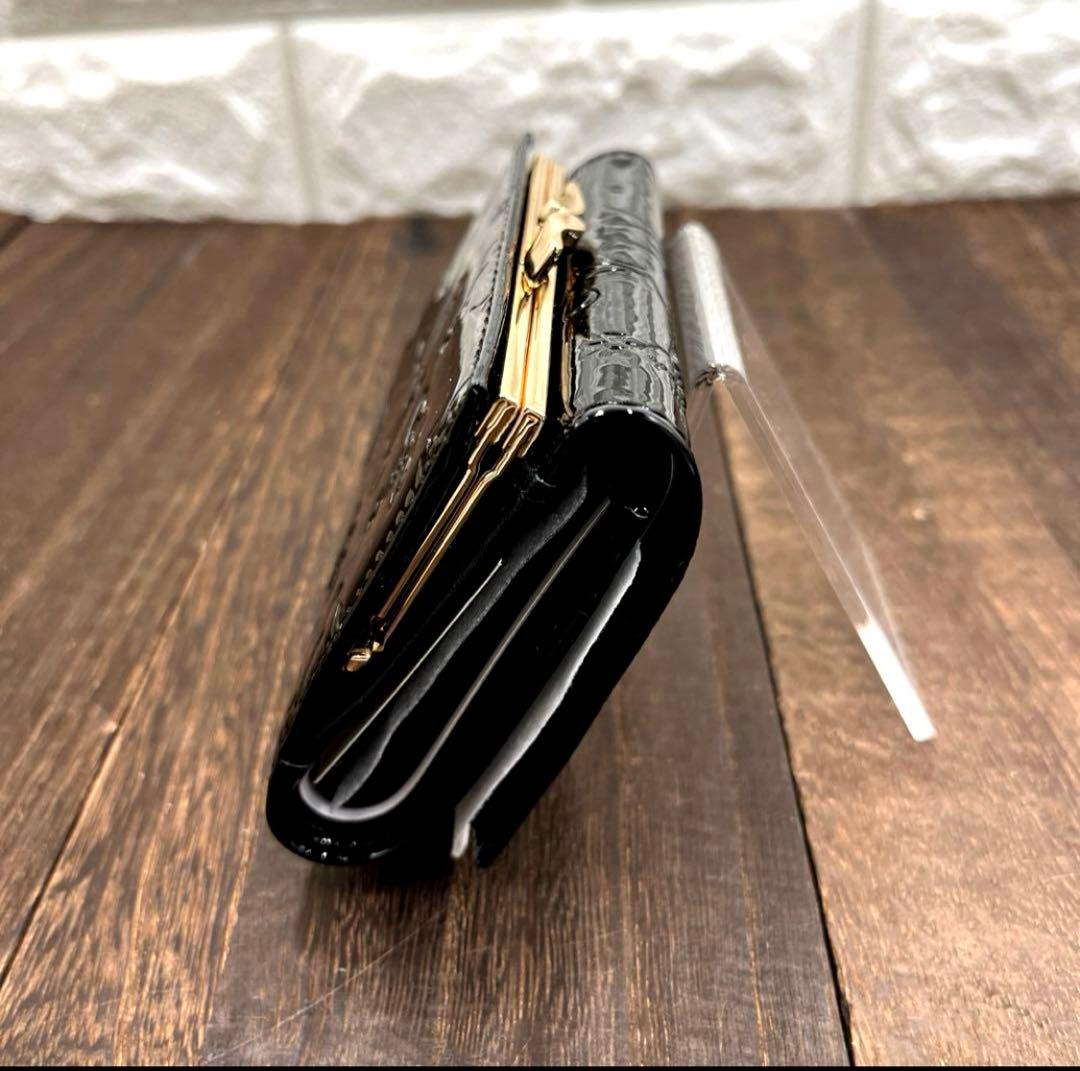 新品未使用　ヴィヴィアンウエストウッド 三つ折財布　黒　エナメル　がま口　③