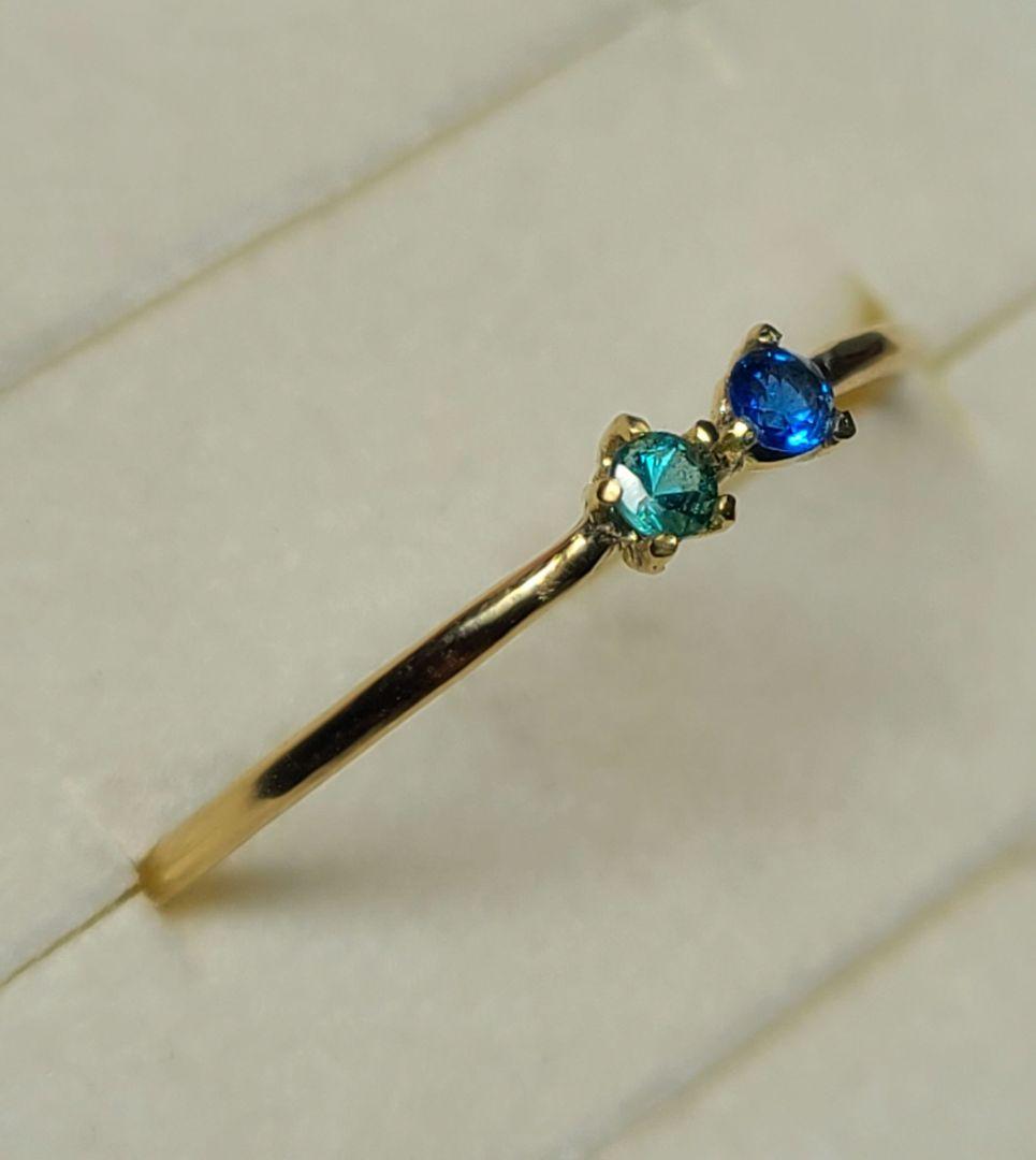 美しきビビッドブルーの共演★パライバトルマリン&アウイナイト18金リング★