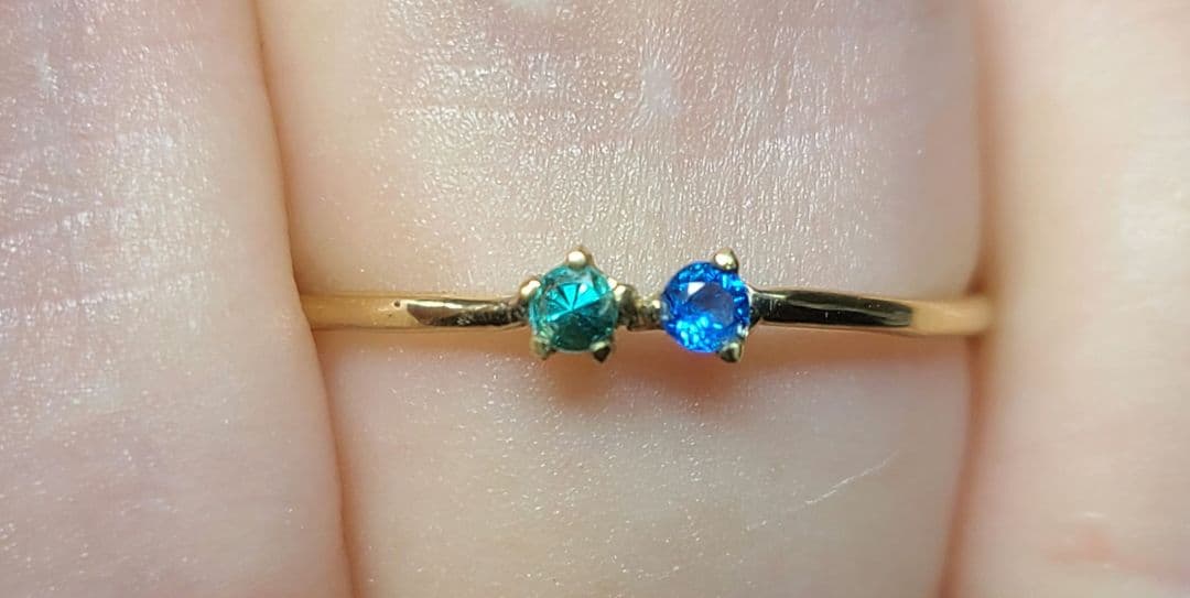 美しきビビッドブルーの共演★パライバトルマリン&アウイナイト18金リング★