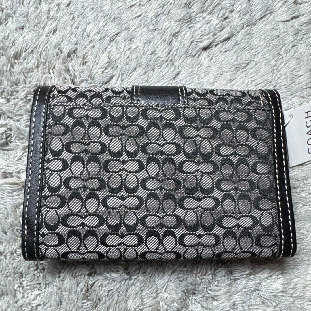 【未使用】COACH コーチ 二つ折り財布 シグネチャー ブラック