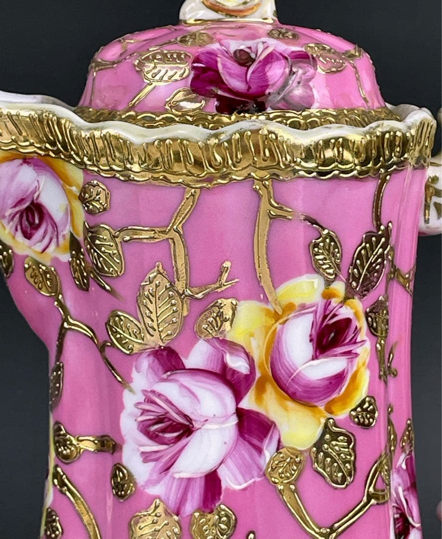 【専用】オールドノリタケ 金盛り 薔薇紋 ピンク ゴールド チョコレートポット