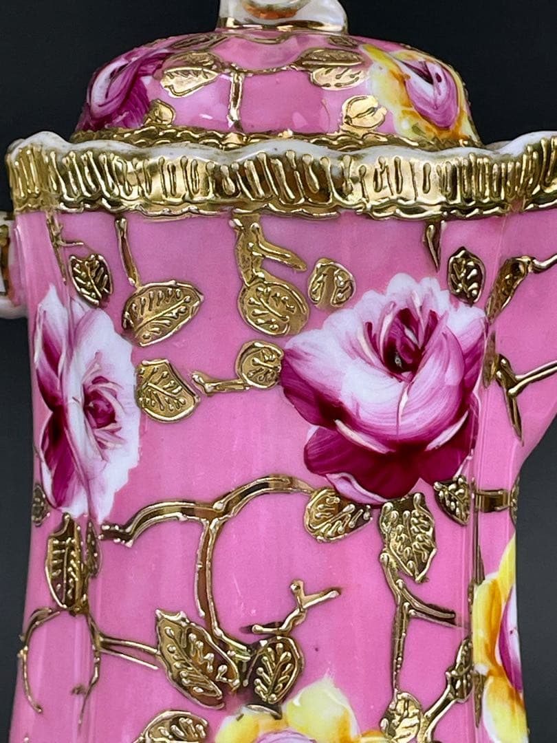 【専用】オールドノリタケ 金盛り 薔薇紋 ピンク ゴールド チョコレートポット