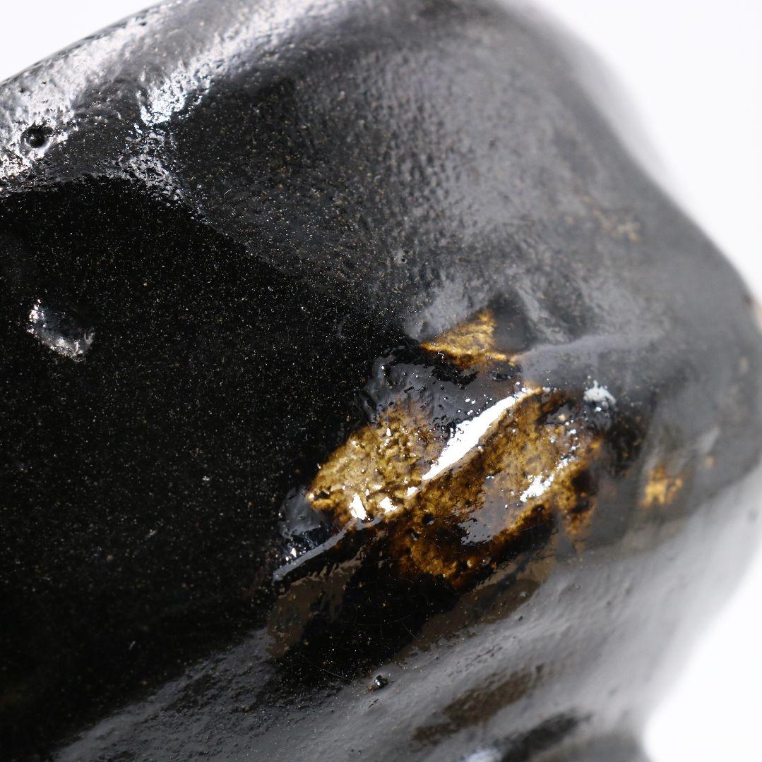 佐々木松楽作 黒楽茶碗 前大徳寺 大橋香林書付 茶道具 共箱　C894