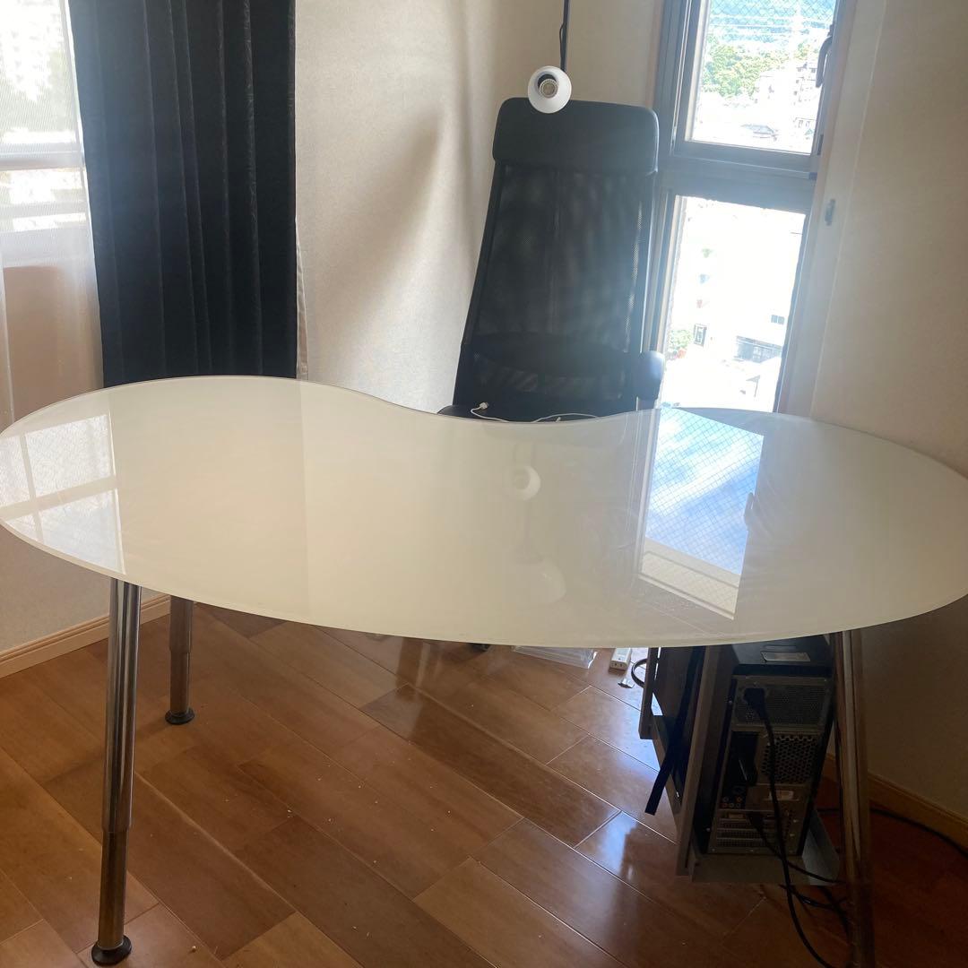 明日まで ホワイト オーバル型ダイニングテーブル