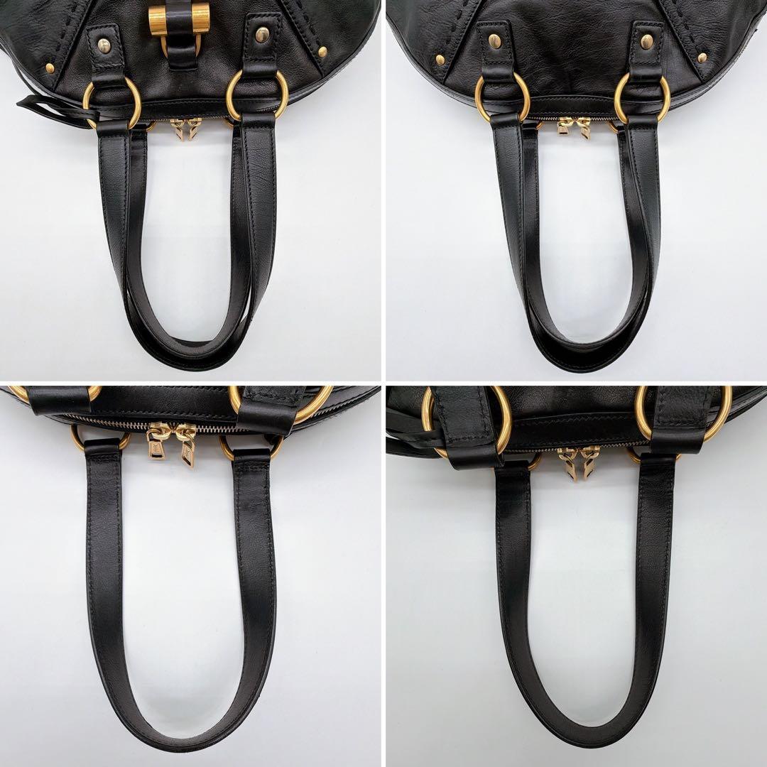 美品✨【イヴサンローラン】ミューズ オールレザー ハンドバッグ ブラック カデナ