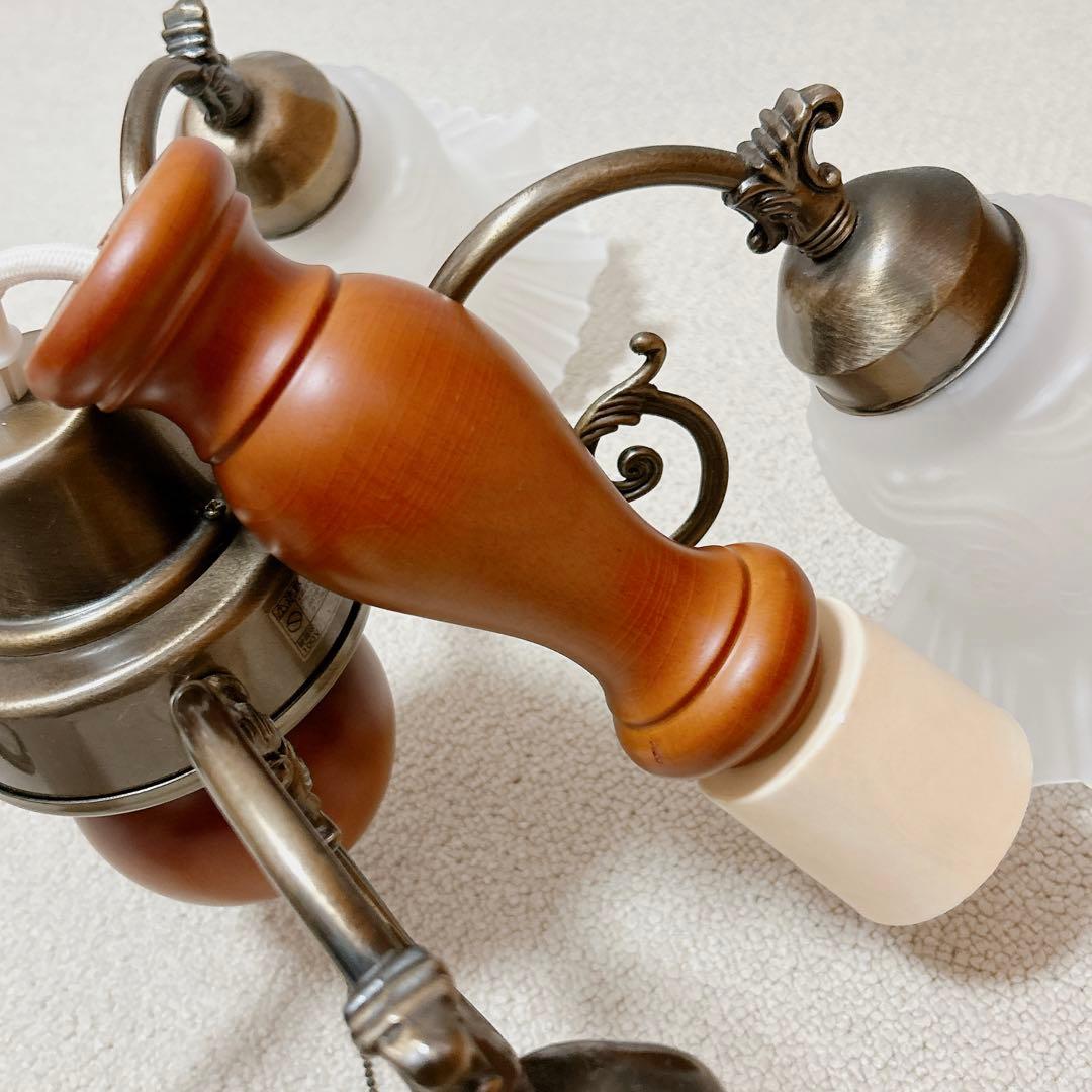 ●美品●アンティーク　フリルシェード　すずらん型　豪華5灯シャンデリア【キシマ】