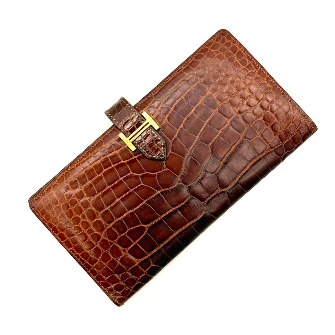 エルメス べアン アリゲーター クロコダイル エキゾチック 長財布 P32