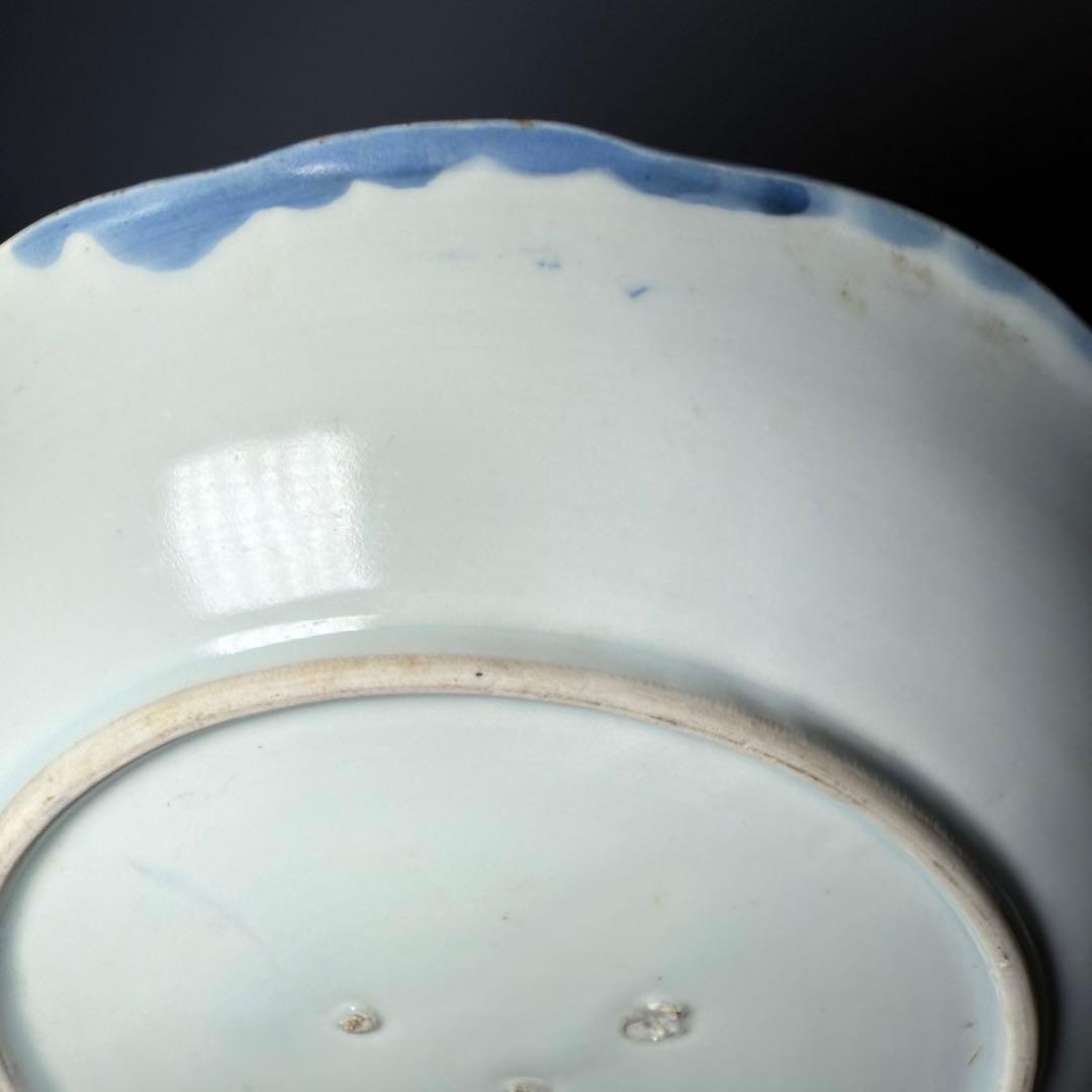 江戸後期　古伊万里　墨弾き　染付　松竹梅　瓢箪文様　5枚　23.3cm　雰囲気◎