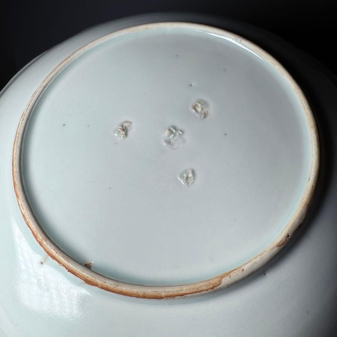 江戸後期　古伊万里　墨弾き　染付　松竹梅　瓢箪文様　5枚　23.3cm　雰囲気◎