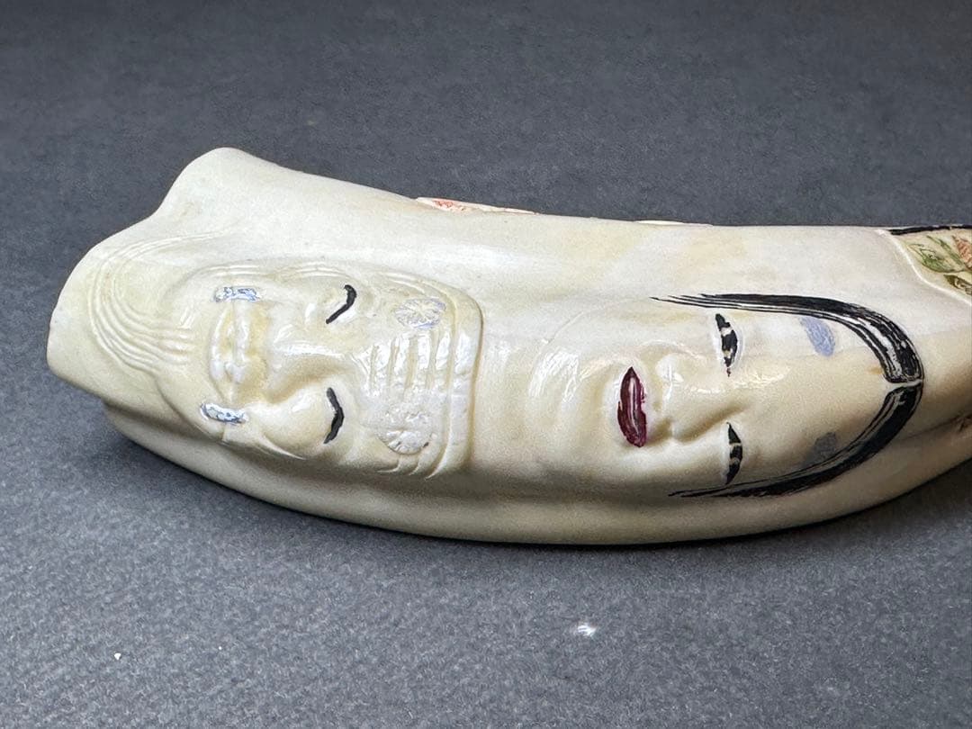 極上　根付　小面と翁面　和装小物　古美術品　 置物　彫刻 細密細工　骨董