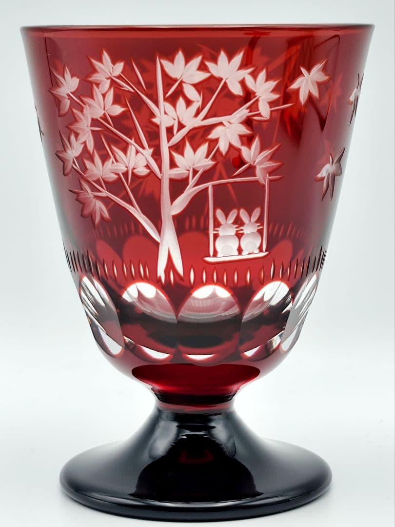 美品☆江戸切子 大久保忠幸 脚付グラス（切子 江戸切子 薩摩切子）