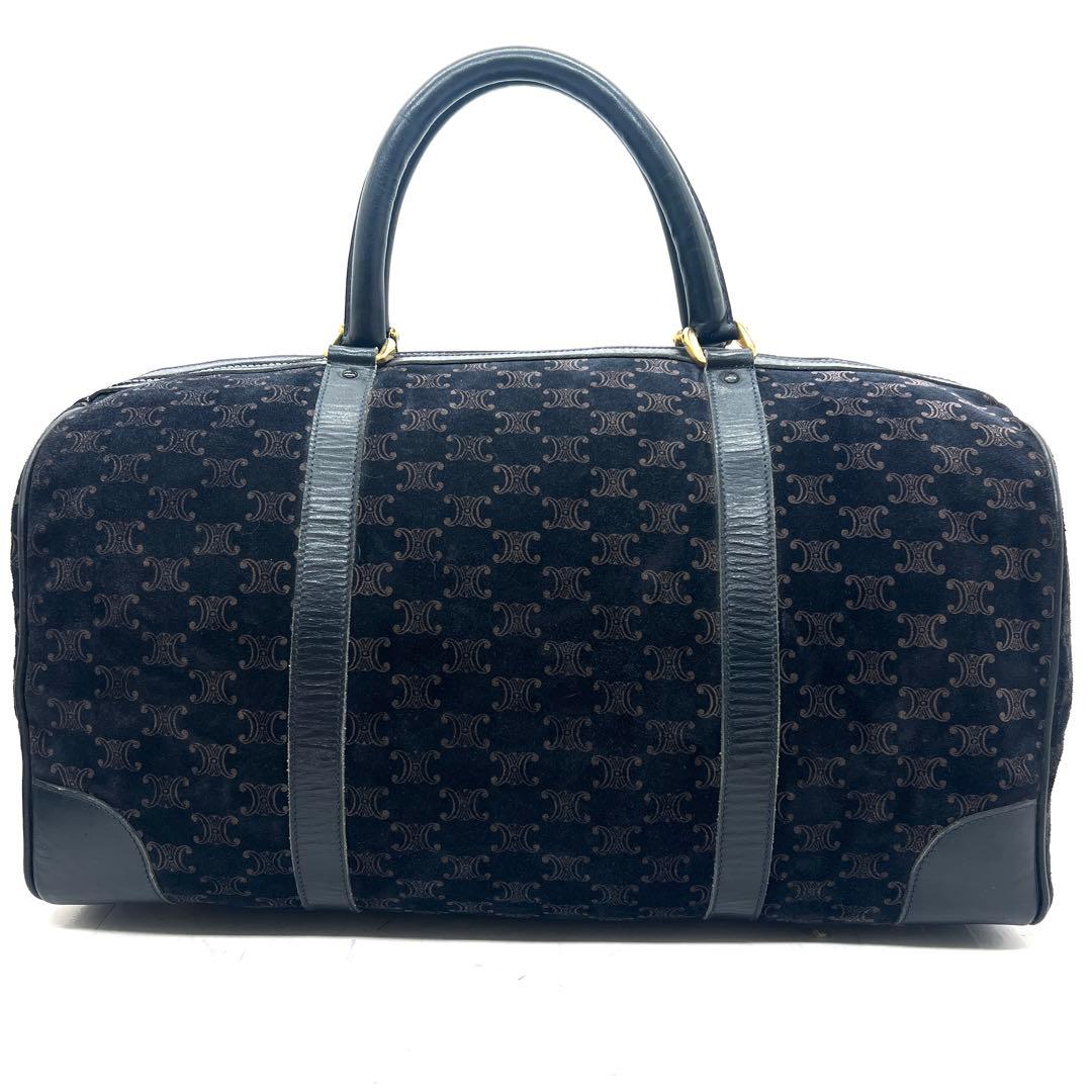 【美品】セリーヌ ボストンバッグ マカダム柄 ロゴプレート 金馬車