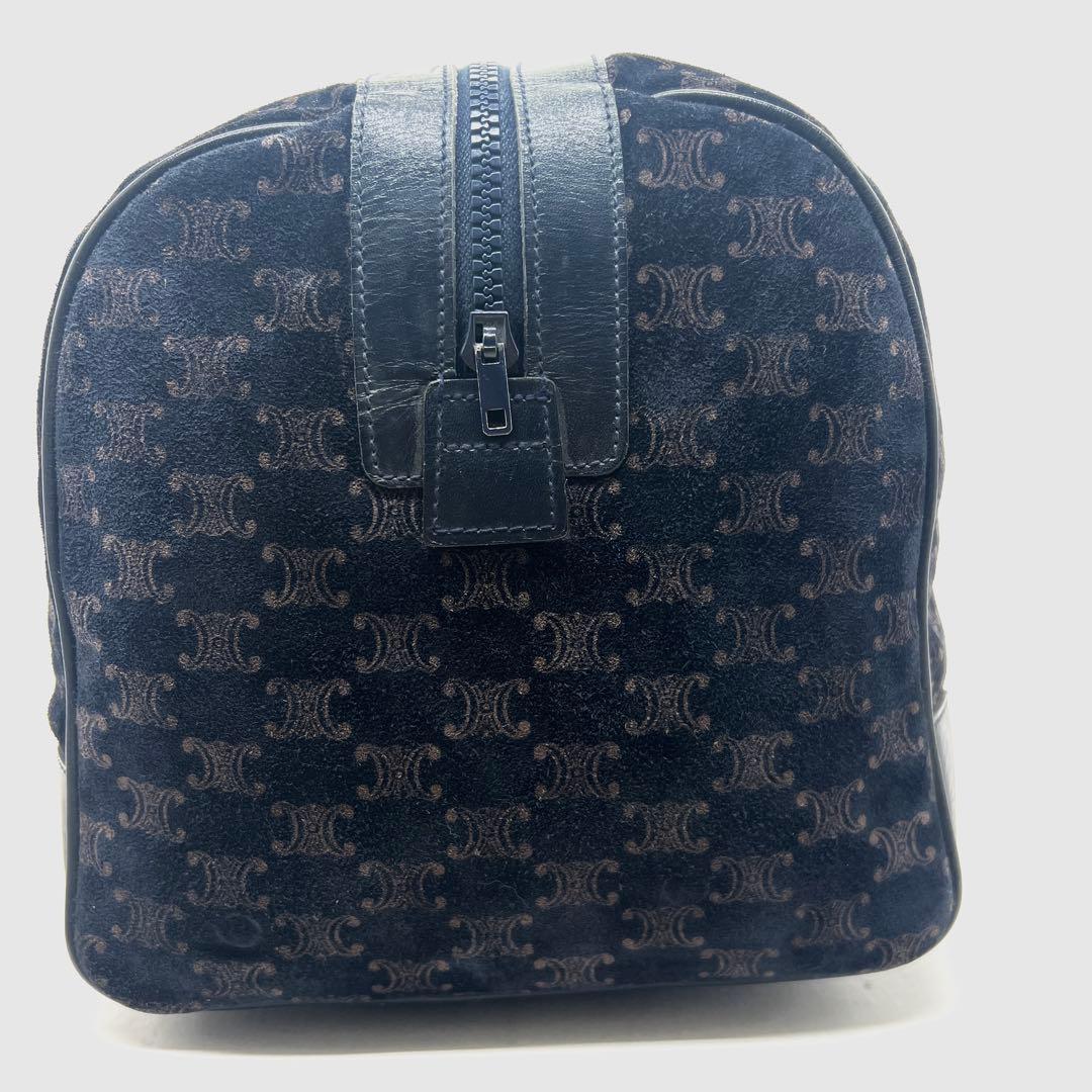 【美品】セリーヌ ボストンバッグ マカダム柄 ロゴプレート 金馬車