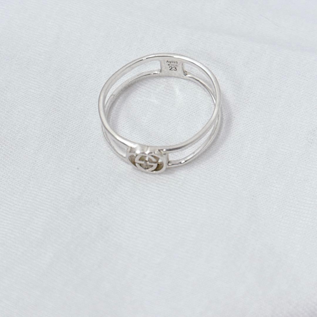 表記23 GUCCI インターロッキングG オープンバンドリング　スリム　メンズ