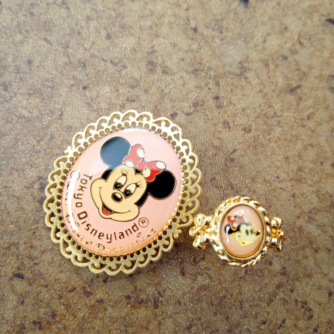 ディズニーレトロ ミニーマウス 指輪&ピンバッジ