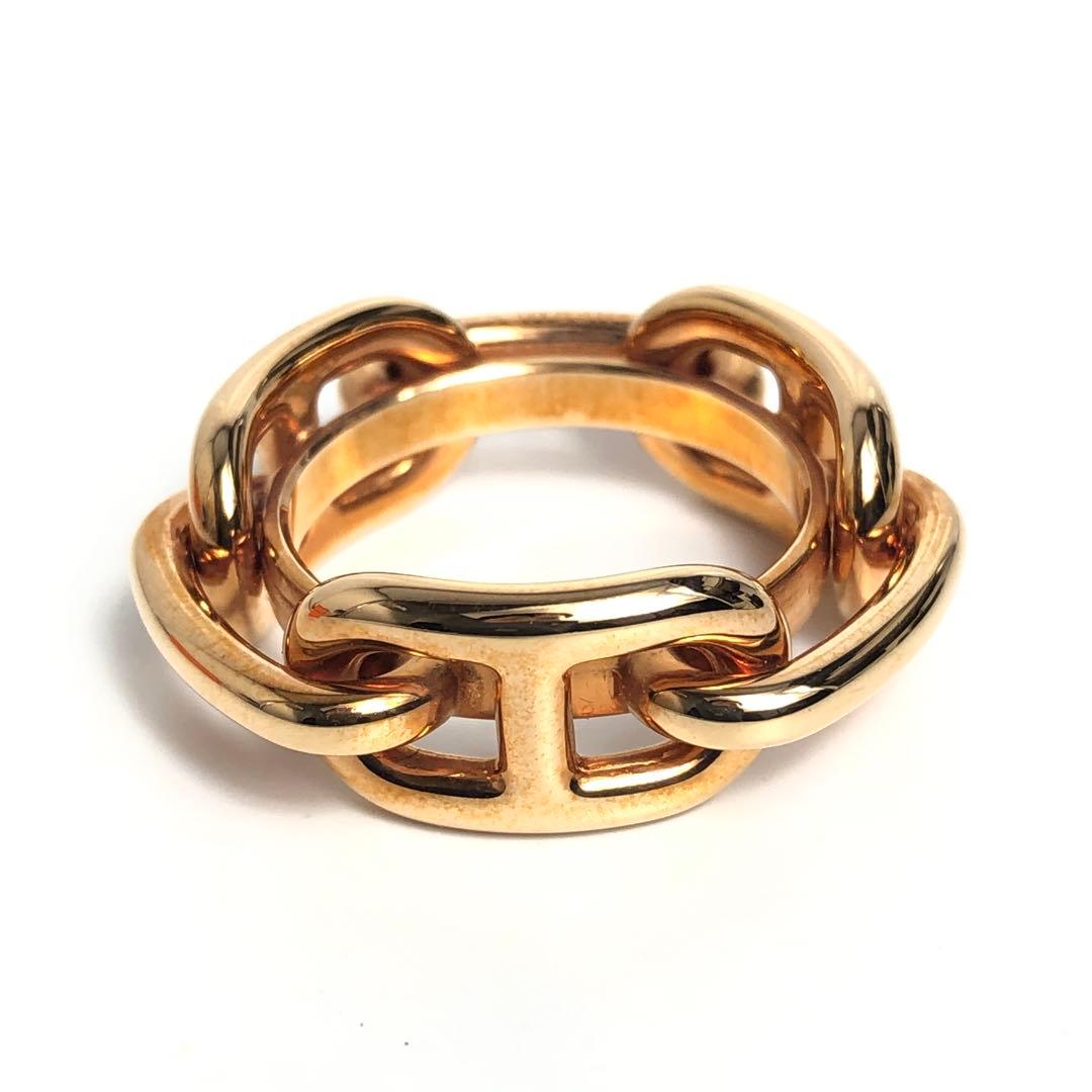 【良品】HERMES エルメス スカーフリング シェーヌダンクル ピンクゴールド