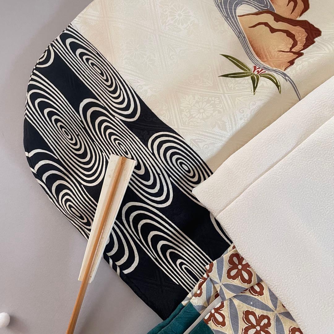 七五三　男の子　正絹お着物セット　正絹白地被布　雪駄