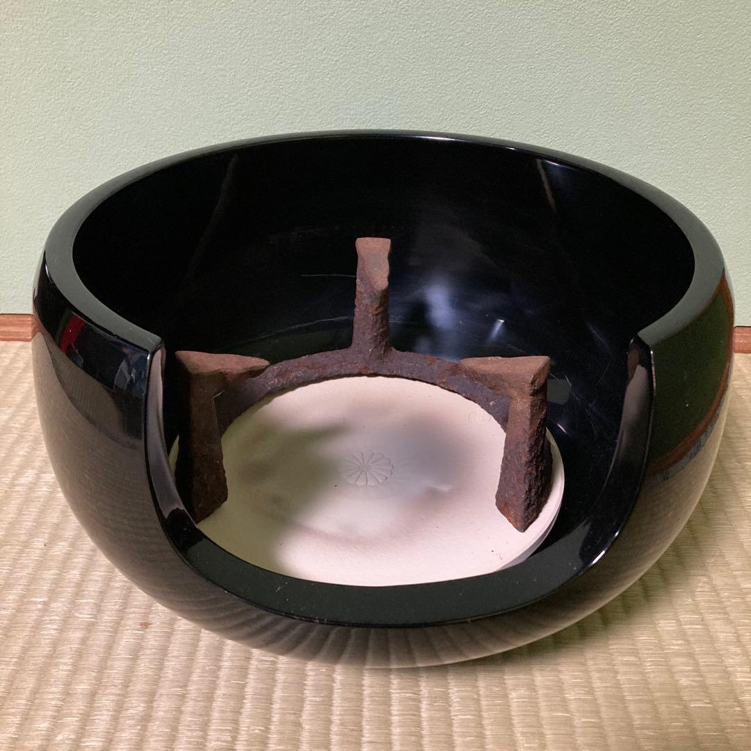 茶道　風炉　五徳➕敷瓦　三足風炉