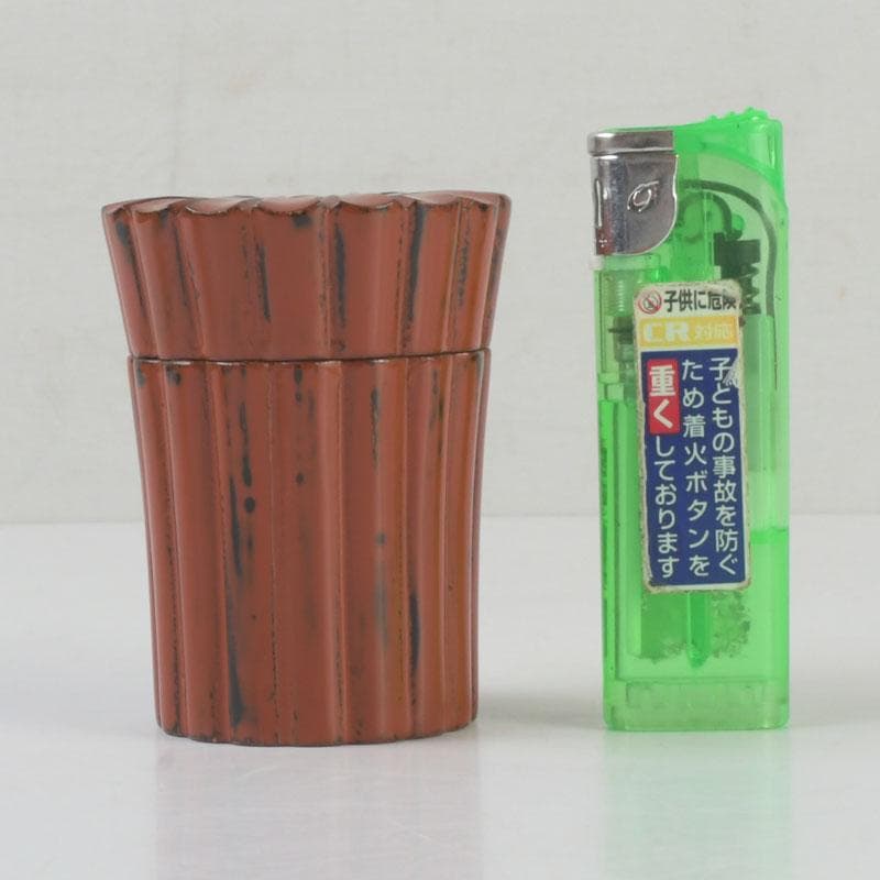 茶道具　輪島塗　久世宗春作　根来菊形　末広棗　共箱　V　9648