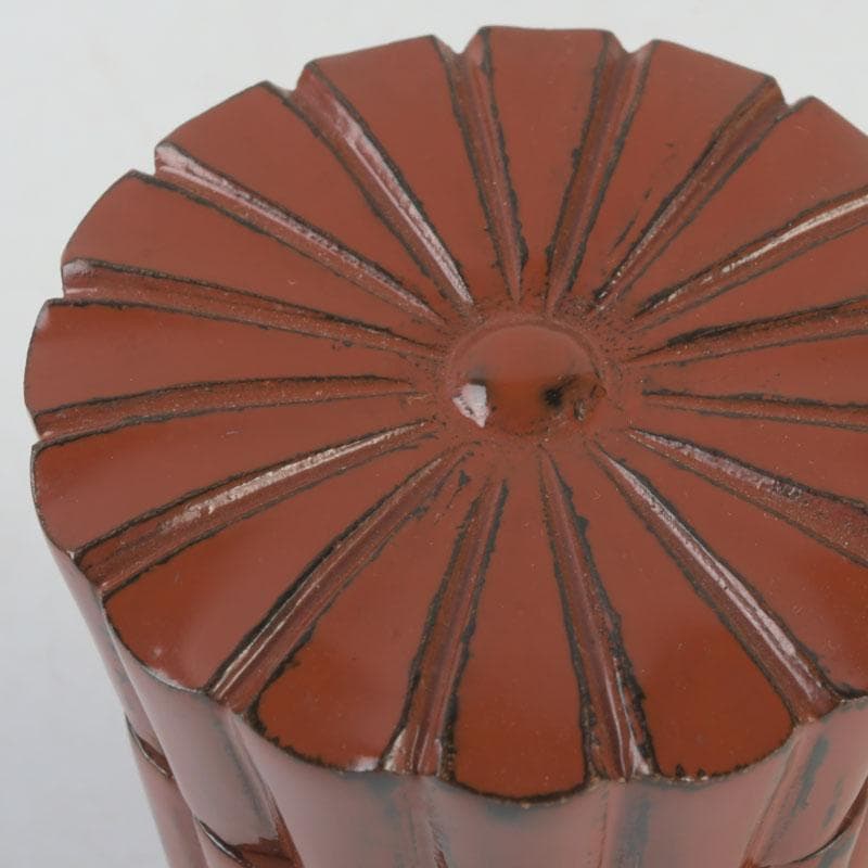 茶道具　輪島塗　久世宗春作　根来菊形　末広棗　共箱　V　9648