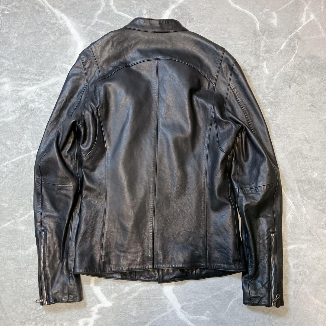 SHELLAC ラムレザー シングルライダース セミダブル レザージャケット L