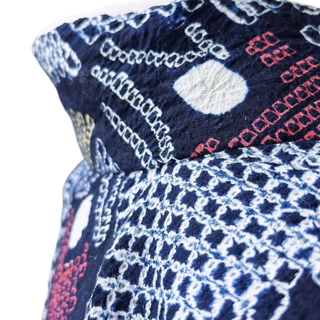 A84夏着物　浴衣　有松鳴海絞り 高級浴衣 花 綿　美品