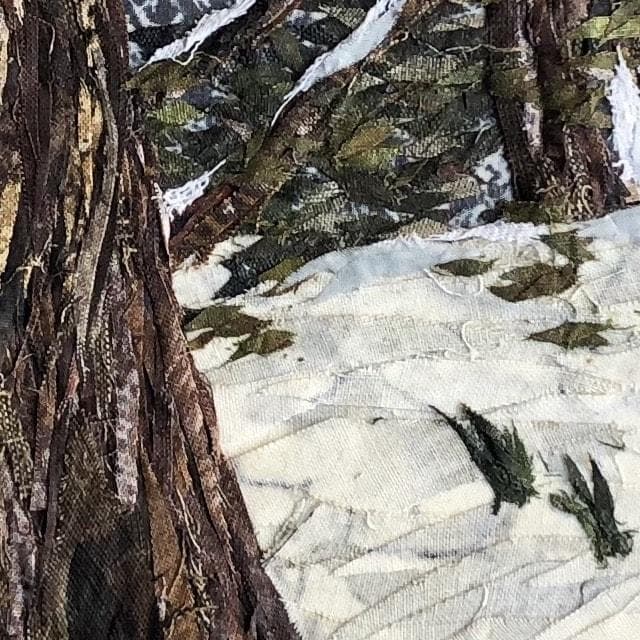 F8　冬景色　コラージュ　アート作品　布の絵