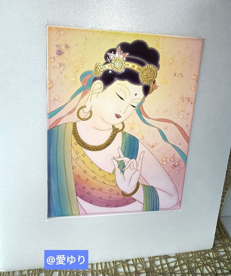 草場一壽♦陶彩画原画【稀観品⭐開運最多幸】『和顔』特注⭐空色ver.⭐観世音菩薩