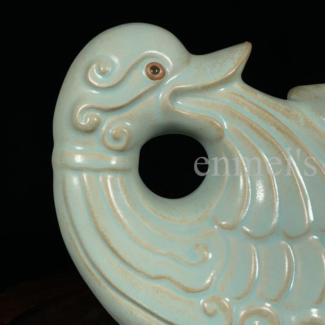 中国古美術・旧蔵品 宋代 汝窯 鸭尊 青釉・酒具・観賞用・装飾品・供養器・儀式用