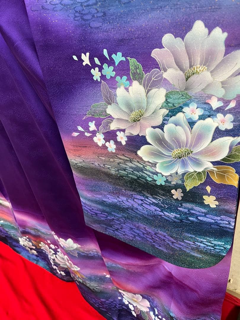 逸品★おしゃれ　中古★振袖★仕立て上がり　NO.B09 紫色　成人式　結婚式