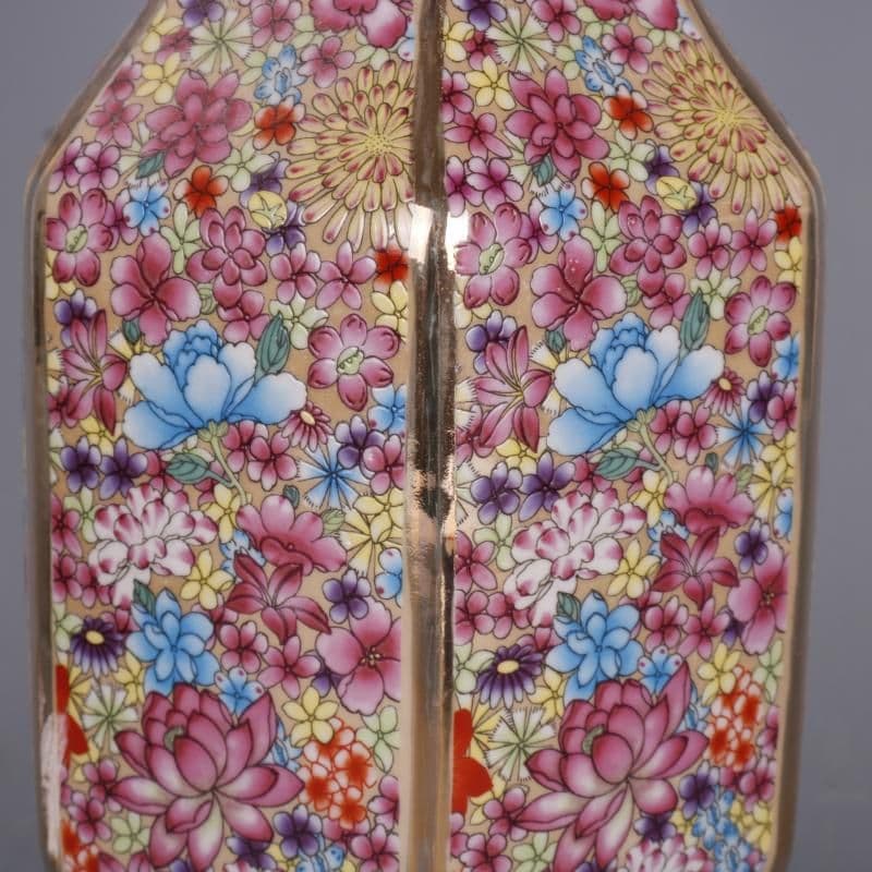 清乾隆琺瑯彩万模様六方挿花器 景徳鎮 陶磁器 装飾品 現代工芸品美術品 置物