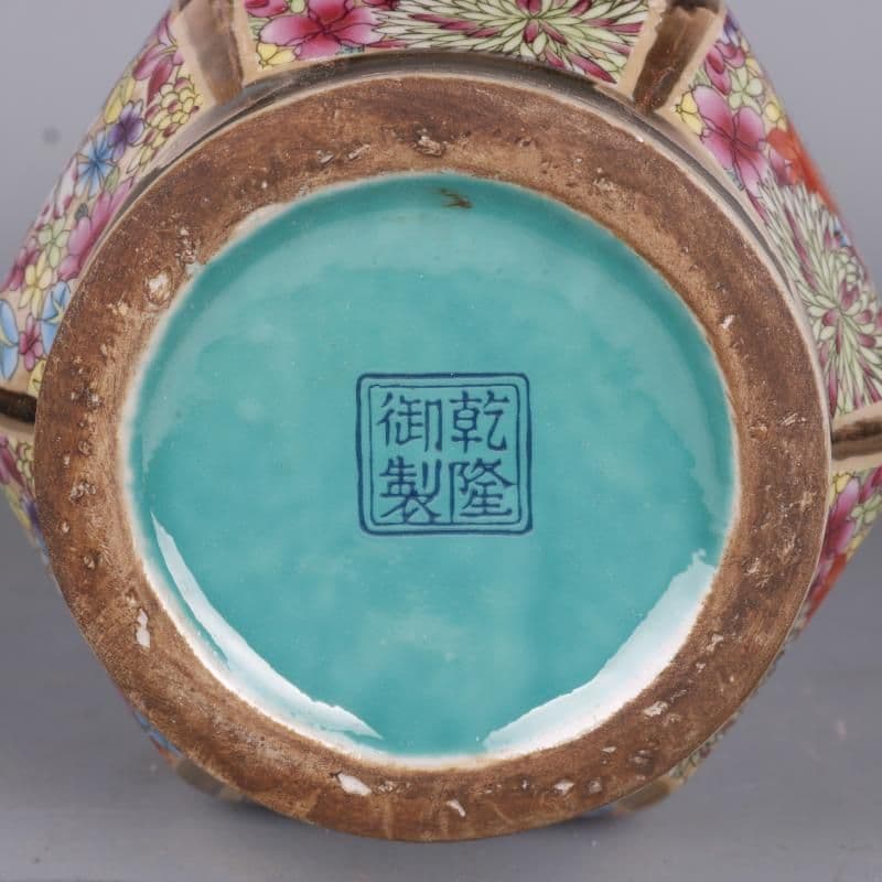 清乾隆琺瑯彩万模様六方挿花器 景徳鎮 陶磁器 装飾品 現代工芸品美術品 置物