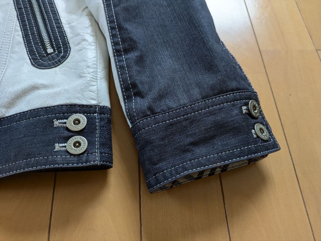 【美品】バーバリーブラックレーベル　ホワイト羊革レザージャケット M
