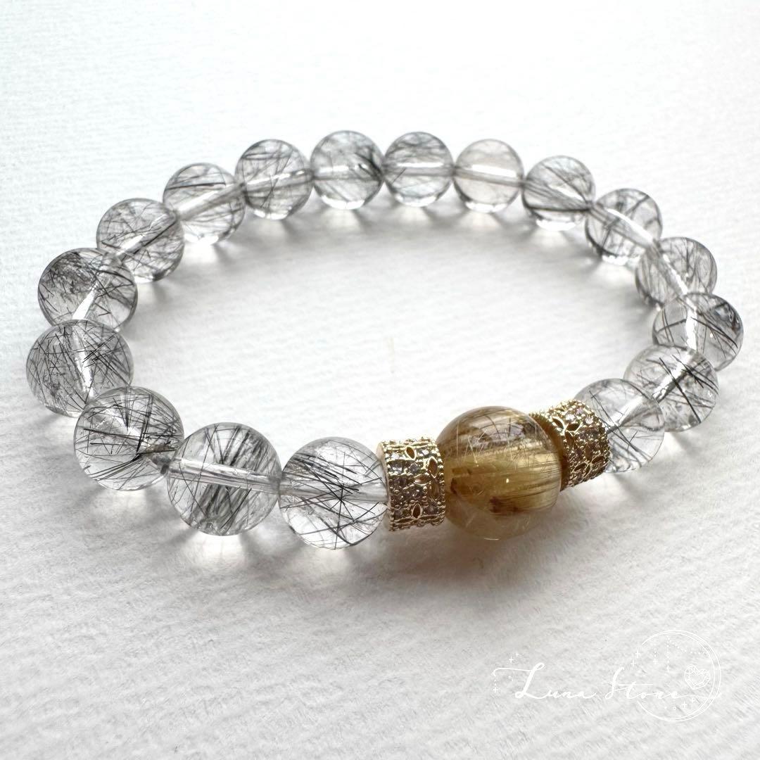 【ブラックルチル タイチンルチル】力強く守り抜く輝き 天然石 ブレスレット