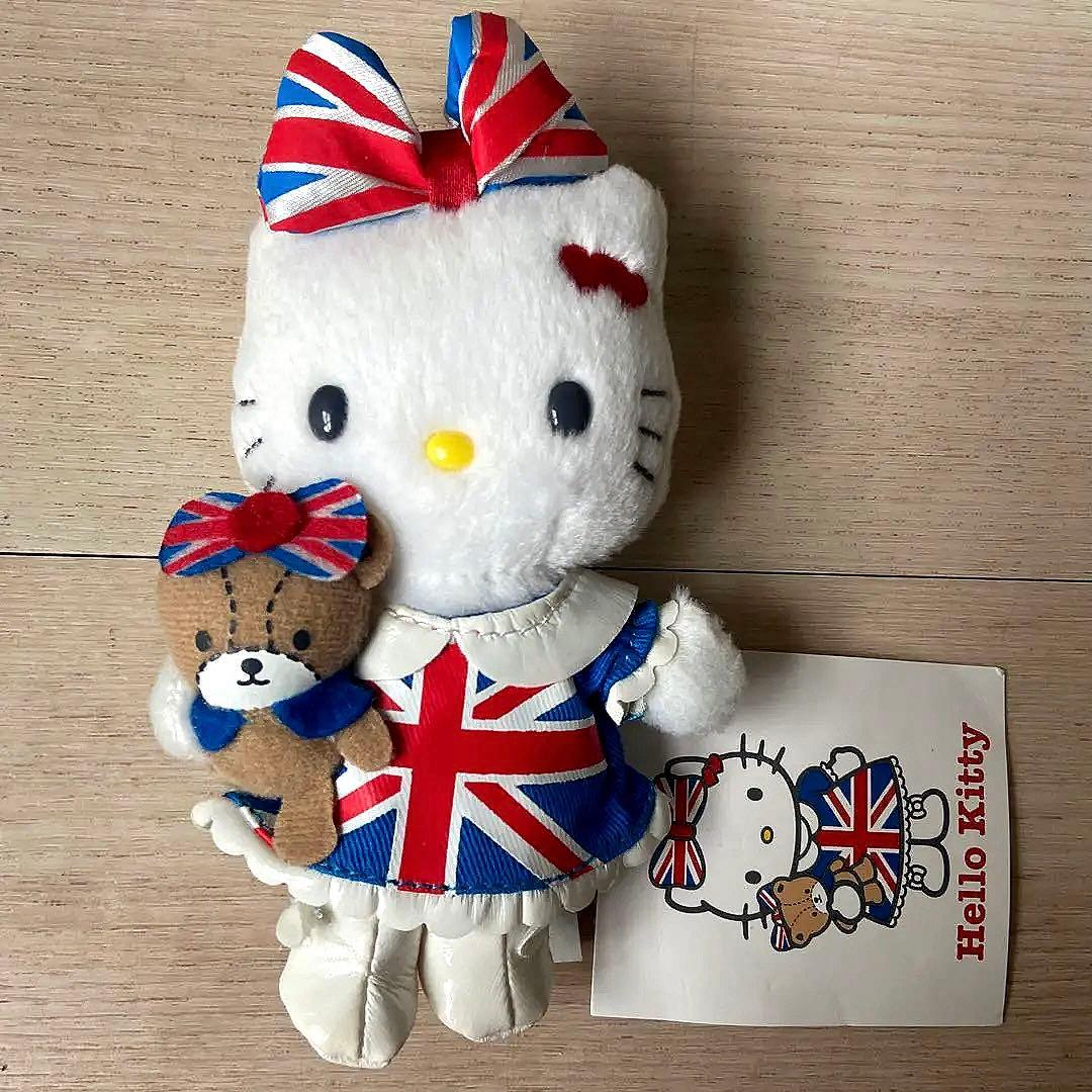 サンリオキティ マスコットキーホルダーユニオンジャックタイニーチャムぬいぐるみ