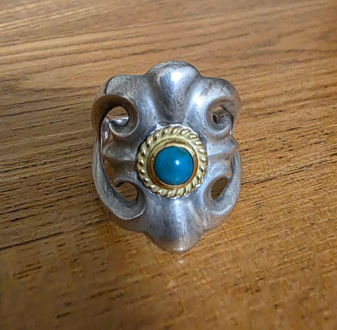 ゴローズ 金縄ターコイズ付きシルバーリング