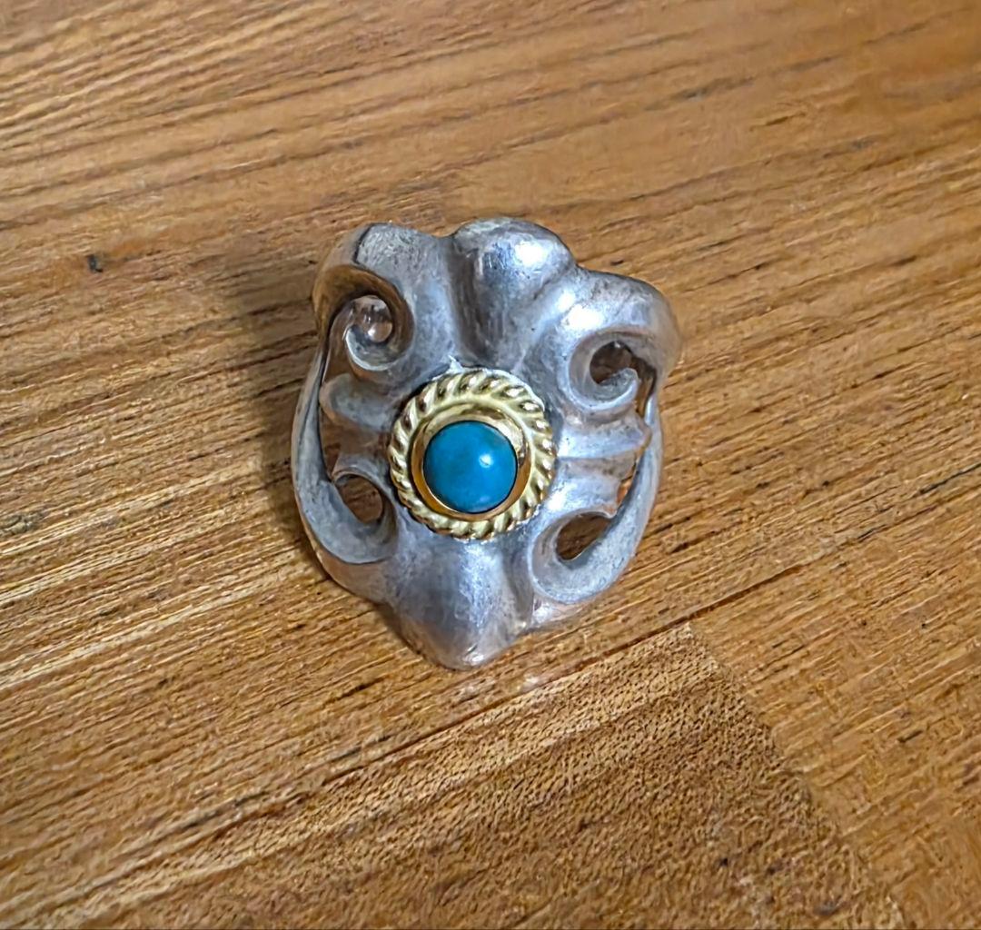 ゴローズ 金縄ターコイズ付きシルバーリング