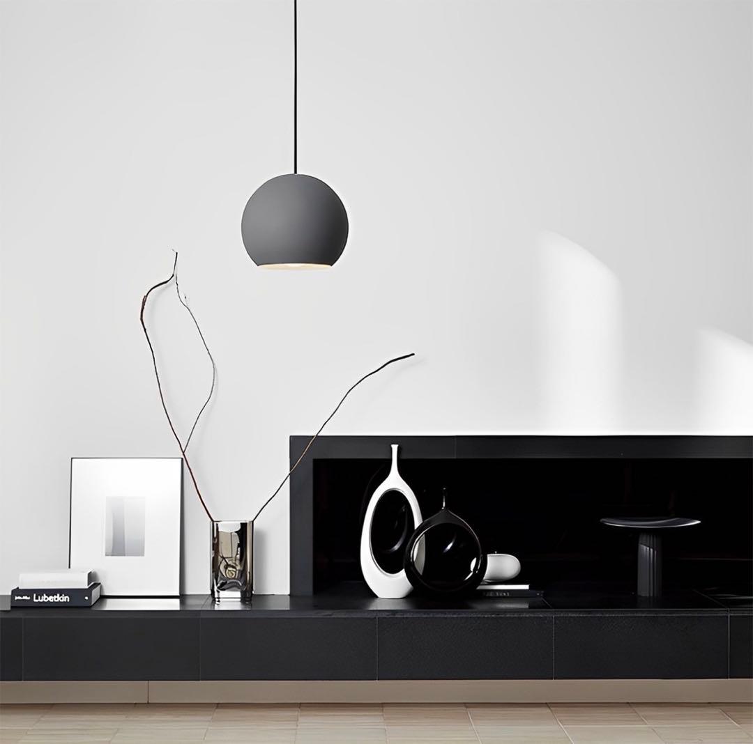 グレー 球形 ペンダントライト2個セット