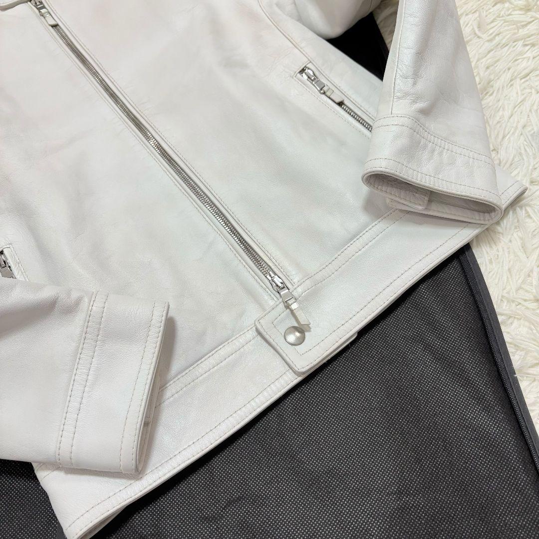 美品✨ エンメティ アンドレア レザー シングルライダースジャケット ホワイト