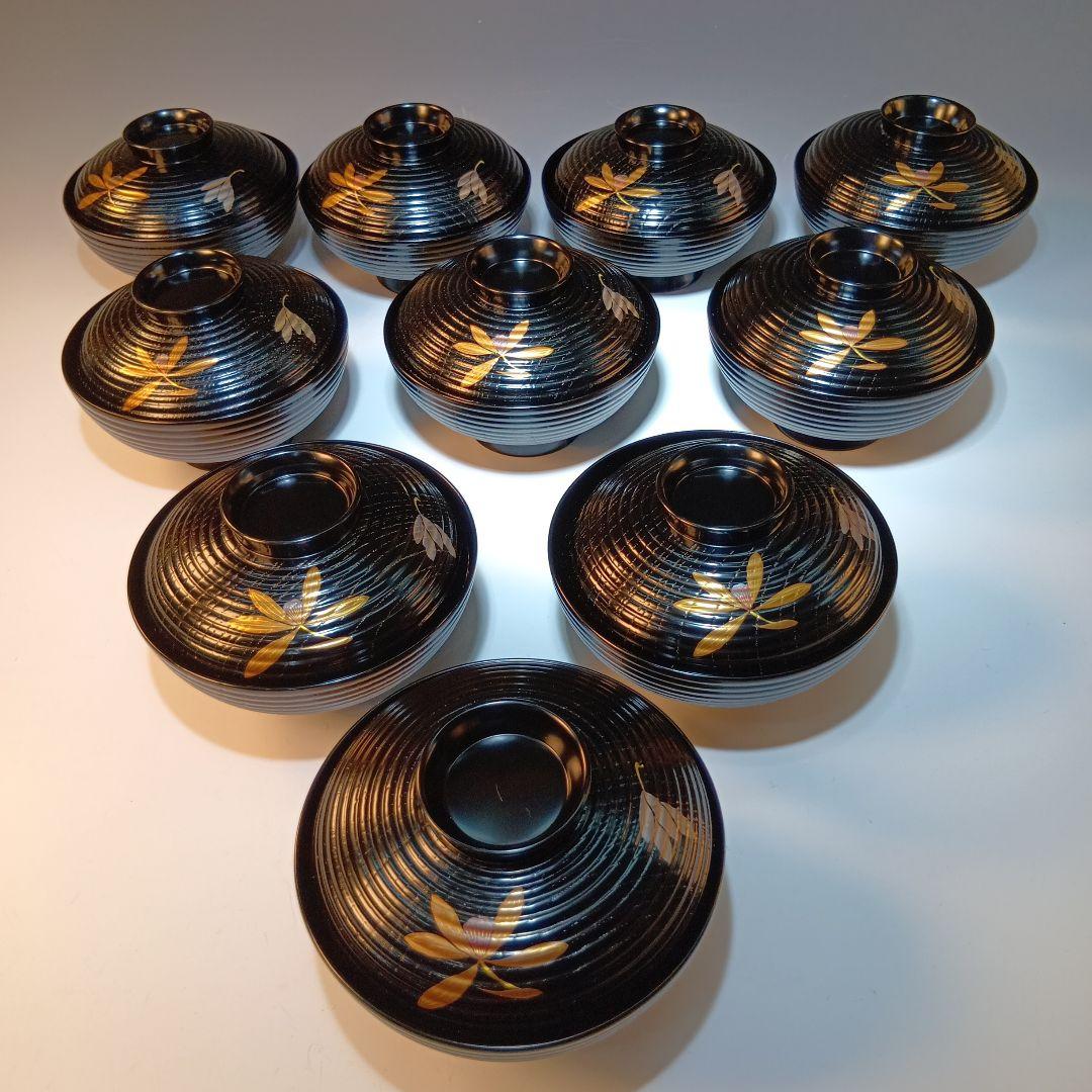 最終値下げ！茶道具　懐石道具　木製蒔絵お碗10客