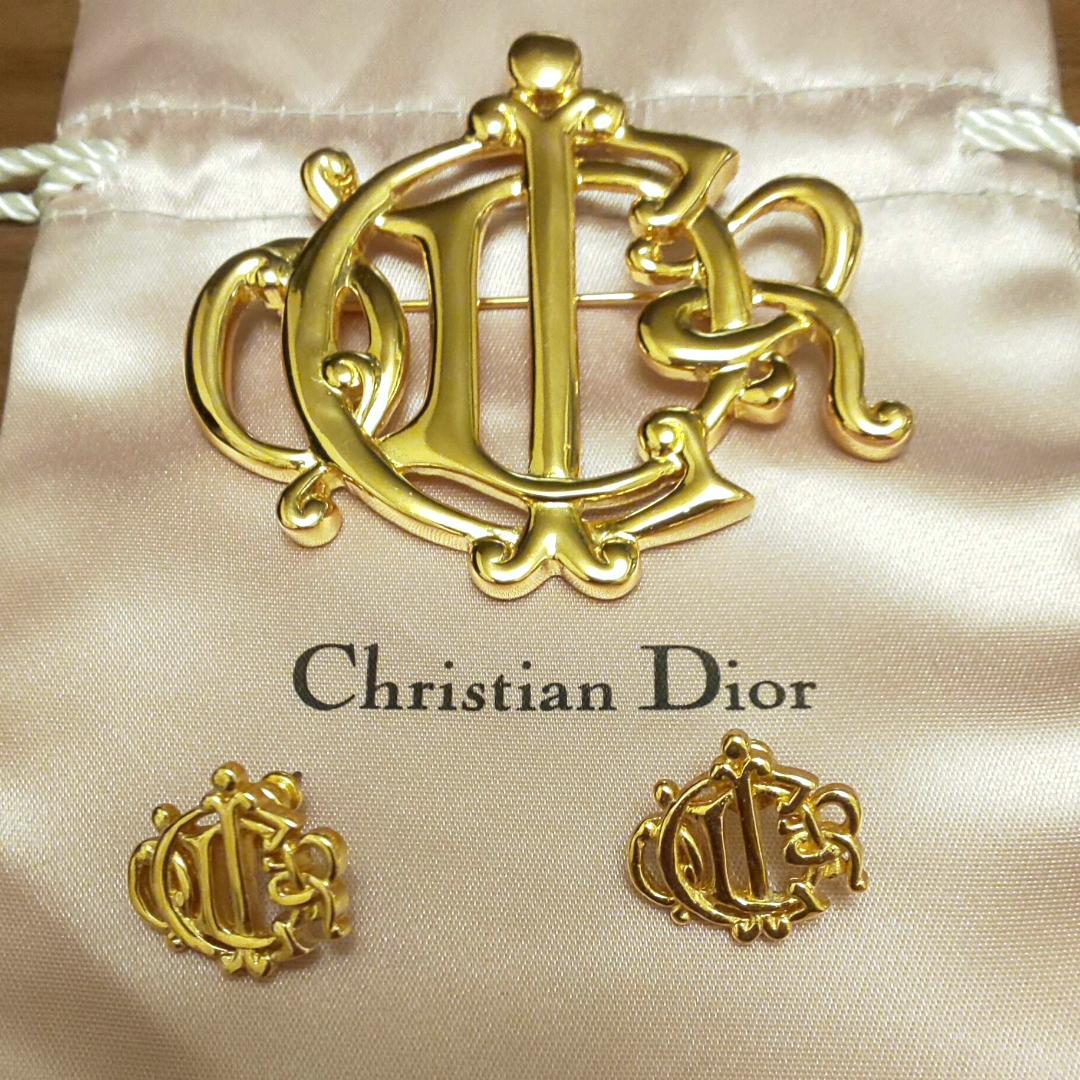 ディオール ヴィンテージ ブローチ ピアスセット 保存袋付