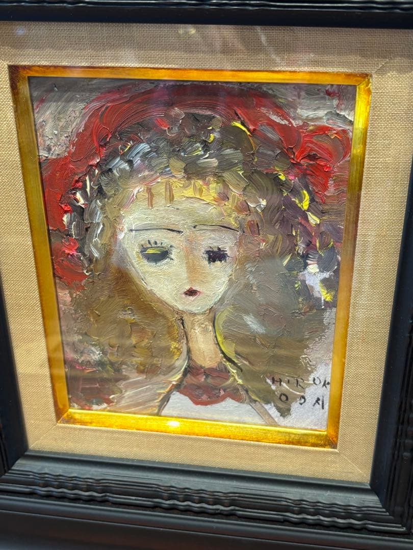 油彩 赤い帽子 絵画　織田廣喜　少女　織田ひろき　美術　おだひろき 少女