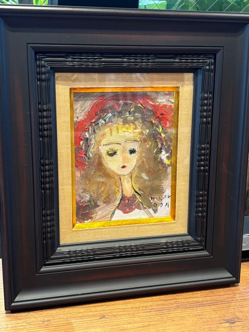 油彩 赤い帽子 絵画　織田廣喜　少女　織田ひろき　美術　おだひろき 少女