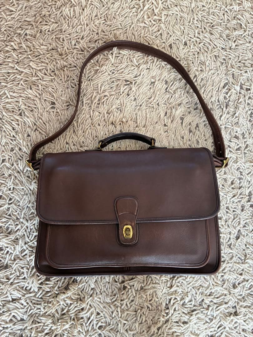 ヴィンテージCOACH ダークブラウン レザー ビジネスバッグ　USA製