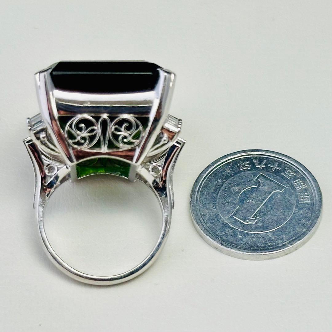 pt900．トルマリン(ダイヤモンド入り)指輪(未使用)N o.1312.