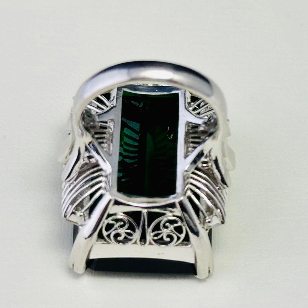 pt900．トルマリン(ダイヤモンド入り)指輪(未使用)N o.1312.