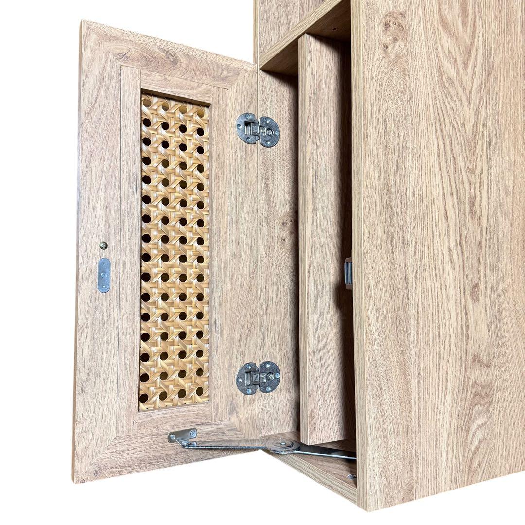 LOWYA テレビボード 幅80cm ラタン調 木製 ローボード